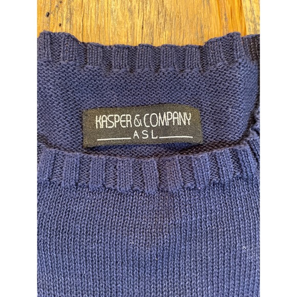 Kasper & Company Womens 100% Cotton Navy Blue Mock Neck Sweater Vest Size M - Picture 2 of 8